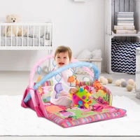 HOMCOM® Kinderteppich Tiere Krabbeldecke mit Spielbogen Bunt Käferform(m-1)