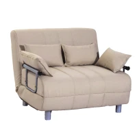 HOMCOM® Klappbares Schlafsofa | Stahl, PC, Schaumstoff | Sofa: 102 x 82 x 81 cm | Bett: 190 x 98 x 25 cm | Creme(m-3)