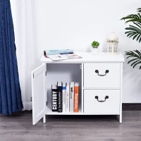 HOMCOM® Schrank Kommode Sideboard mit 2 Schubladen Weiß MDF, Spanplatte 75 x 34 x 60,5 cm(m-7)