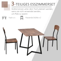 HOMCOM Essgruppe mit 2 Stühlen, Esszimmergarnitur, Sitzgruppe, Tischgruppe, Schwarz, 109 x 70 x 75 cm (Tisch), 50 x 48 x 95 cm (Stuhl)(m-4)