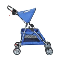 PawHut® Hundebuggy Hundewagen mit Sonnendach Stahl Blau(m-3)
