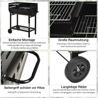 Outsunny® Grillwagen Grillstation Standgrill mit Windschutz 2 x Grillrost höhenverstellbar(m-6)