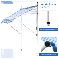 Outsunny® Fenstermarkise Sonnenschutz Balkonmarkise Faltarm Aluminium Polyester 150x250cm(m-6)