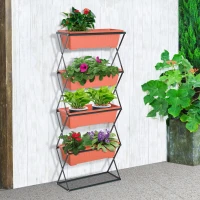 HOMCOM® Blumenkastenhalter Blumenkästen Ständer Metall Terracotta(m-1)