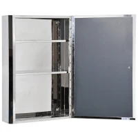 HOMCOM® Badschrank Hängeschrank Wandschrank Badmöbel Spiegelschrank Edelstahl Silber(m-6)