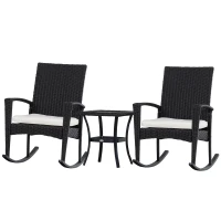 Outsunny® Schaukelstuhl Set Gartenmöbel 3-teilige Sitzgruppe 2 Stühle 1 Tisch Metall(m-1)