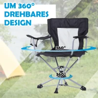 Outsunny® Campingstuhl mit Becherhalter Klappbar Oxford Schwarz(m-3)