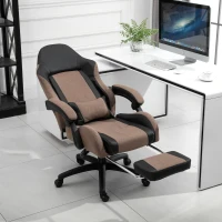 Vinsetto® Gamingstuhl Chefsessel Fußstütze Leinen Braun(m-7)