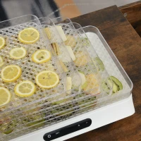 HOMCOM® Dehydrator Dörrgerät Dörrautomat mit 5 Einlegefächer Temperaturregler Weiß(m-10)