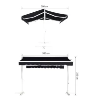 Outsunny® Standmarkise Standmarkise LED Solarlichter Faltarm Kurbel Polyester Schwarz(m-2)