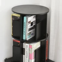 HOMCOM® Bücherregal 2-in-1 Standregal Drehregal 360 ° drehbar Abnehmbar Schwarz(m-8)