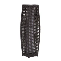 Outsunny® Solarlampe Rattan Gartenlampe Lichtsensor automatisch + mit Schalter wasserdicht kaffeebraun L19 x B19 x H68 cm(m-1)