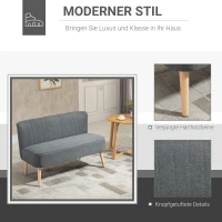 HOMCOM 2-Sitzer Couch Stoffsofa Polstersofa Sitzmöbel Holz hellgrau 117 x 56,5 x 77 cm(m-4)