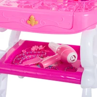 HOMCOM® Schminktisch Kinder Frisiertisch mit Stuhl Klavier Musik und Licht Pink(m-6)