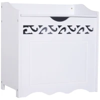 HOMCOM® Badschrank Wäschekorb Truhe Kiste Aufbewahrungsbox mit Deckel MDF Weiß 55 x 34 x 58 cm(m-3)