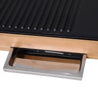 HOMCOM® Elektrogrill 2200W BBQ Tischgrill Partygrill 5 Temperaturen Metall Bambus(m-9)
