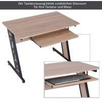 HOMCOM® Computertisch PC-Tisch mit Tastaturauszug Schreibtisch Metall Eiche Schwarz 100 x 60 x 75,5 cm(m-4)