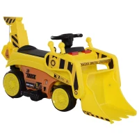 HOMCOM Kinderfahrzeug Elektroauto Kinder Traktor Bulldozer Bagger Trettraktor MP3 3–6 Jahre PP Gelb 106,9 x 41,2 x 53 cm(m-1)