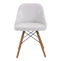 HOMCOM® 2er-Set Polsterstuhl Stuhl PU + Metall + Buchenholz Weiß 49 x 47,5 x 76 cm(m-7)