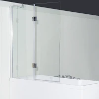 Homcom 2 tlg. Duschwand Duschabtrennung Badewanne Faltwand Echtglas 1200 x 1400 x 6mm(m-4)
