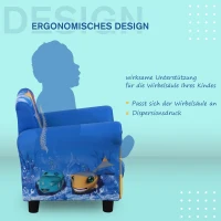 HOMCOM® Kindersofa Mini-Sofa-Sessel mit Massivholzstruktur und Kissenträger Blau(m-7)