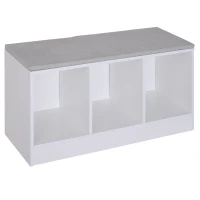 HOMCOM® Schuhbank mit Sitzkissen Schuhschrank Schuhregal Lowboard Garderobe Flur Diele Holz Weiß 89,6 x 35,6 x 47 cm(m-3)