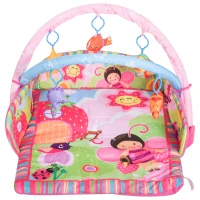 HOMCOM® Kinderteppich Tiere Krabbeldecke mit Spielbogen Bunt Käferform(m-4)