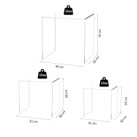 HOMCOM® Beistelltisch 3er-Set Couchtisch Satztisch Sofatisch Glastisch klar Acrylglas 32 x 30 x 24 cm/35 x 30 x 28 cm/38 x 30 x 32 cm(m-3)