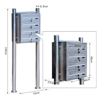 HOMCOM® Edelstahl Briefkasten Briefkastenanlage 4 Fächer(m-2)