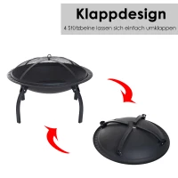 Outsunny® Feuerschale mit Funkenschutz klappbar 66cm Schwarz(m-5)