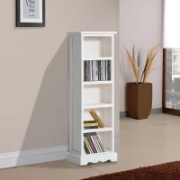 HOMCOM® DVD Standregal Holz Turm 5 Fächer Weiß(m-4)