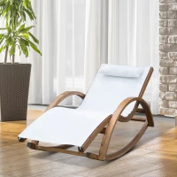 Outsunny® Schaukelstuhl Sonnenliege Holz Schwingstuhl(m-1)