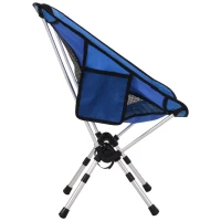 Outsunny® Campingstuhl mit Telefontasche Faltstuhl Angelstuhl Höhenverstellbar Alu Blau(m-5)