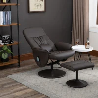 HOMCOM Massagesessel mit Fußhocker | Heizfunktion | 145° Neigung | 81 x 81 x 105 cm | Braun(m-8)