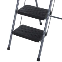 HOMCOM® Stufenleiter Trittleiter Klapptreppe mit Tablett Antirutsch Metall Grau 53 x 67 x 126 cm(m-8)