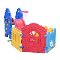 Kinderrutsche Spielzeug Gartenrutsche Kinder Rutsche mit Zaun(m-5)