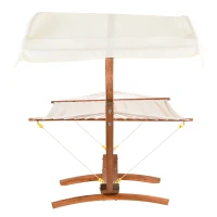 Outsunny® hängemattengestell holz Hängematte mit Gestell Sonnenliege Gartenliege Sonnendach Lärche 180kg(m-4)