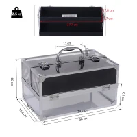 HOMCOM® Schmuckschatulle Schmuckkästchen Schmuckkasten Aluminium Acryl Silber 30 x 19,2 x 16 cm(m-3)