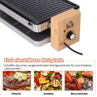 HOMCOM® Elektrogrill 2 Ebenen BBQ Tischgrill 1500 W Partygrill 8 Pfännchen Metall Bambus(m-4)
