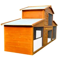 PawHut® Kaninchenstall Hasenstall Kaninchenkäfig Hasenkäfig mit Tablett Holz(m-5)