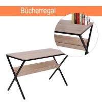 HOMCOM® Schreibtisch Computertisch Laptop Tisch Bürotisch 1 x Ablage Holz + Metall Natur + Schwarz 120 x 60 x 76 cm(m-4)