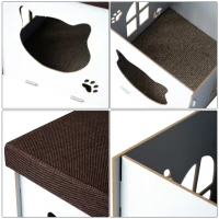 PawHut® Katzenhöhle Katzenschrank Katzenhaus Versteck Sitzhocker Sitzwürfel Weiß(m-9)