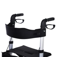 HOMCOM® Rollator mit Stuhl Faltbarer Gehwagen Tasche Verstellbare Griffe Alulegierung(m-11)