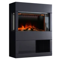 HOMCOM® Standkamin Elektrokamin Fernbedienung 1000W/2000W Schwarz(m-1)