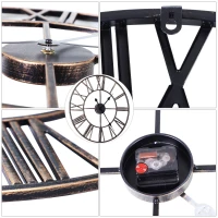 HOMCOM® Wanduhr mit Römischer Ziffern Lautlos Quarzuhr Ohne Ticken Metall Bronze ∅58,5 x 3,5 cm(m-5)