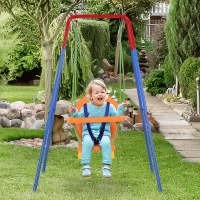 HOMCOM® Kinderschaukel mit Sicherheitsgurt Kleinkindschaukel Schaukelsitz ab 1 Jahr PP PE(m-2)