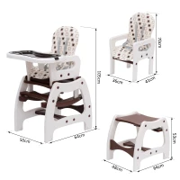 HOMCOM® 3 in 1 Kinderhochstuhl - Kombihochstuhl - Kaffeebraun(m-2)