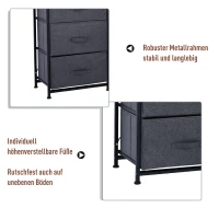 HOMCOM® Schubladenschrank Aufbewahrungsschrank mit 4 faltbaren Stoffschubladen Metallgestell + Holz + Leinen Grau 45 x 30 x 92 cm(m-4)