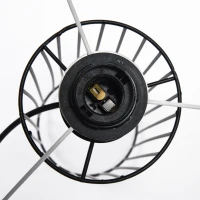 HOMCOM® Tischlampe mit E27 Fassung Tischleuchte Nachttischlampe Metall Schwarz(m-7)