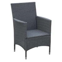 Outsunny® Gartensitzgruppe 3-tlg. Polyrattan Gartenset Rattanmöbel Grau mit Sitzkissen(m-4)